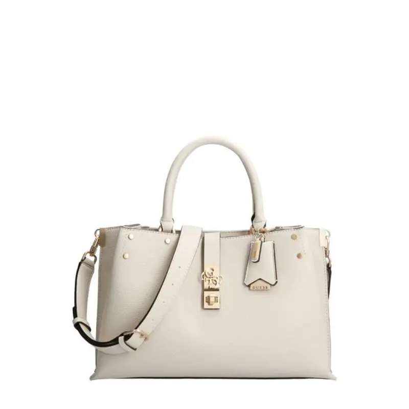 Guess, Albury, Synthetic Leather, Textile Bag, White, For Women, 31.5 x 22 x 13.5 cm