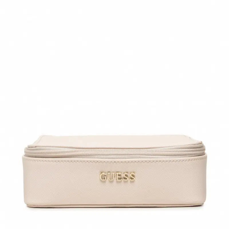 Guess, Holdall, Synthetic Leather, Textile Bag, Jewelry Case, Cream, For Women, 18 x 6 x 18cm