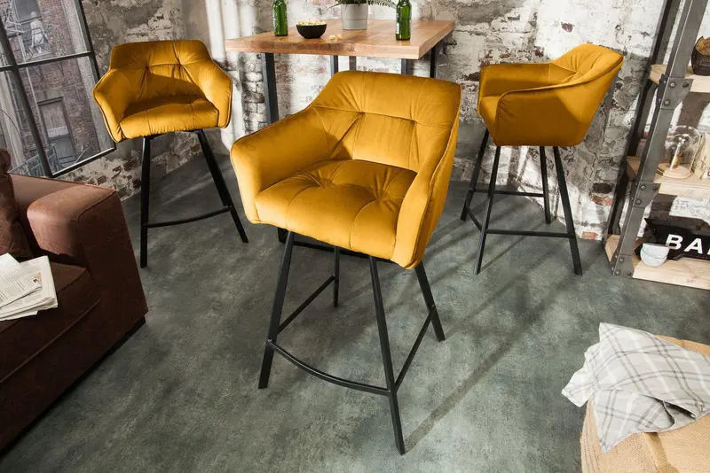 HOKER BAROWY LOFT ŻÓŁTY AKSAMIT / 40308  / INVICTA INTERIOR