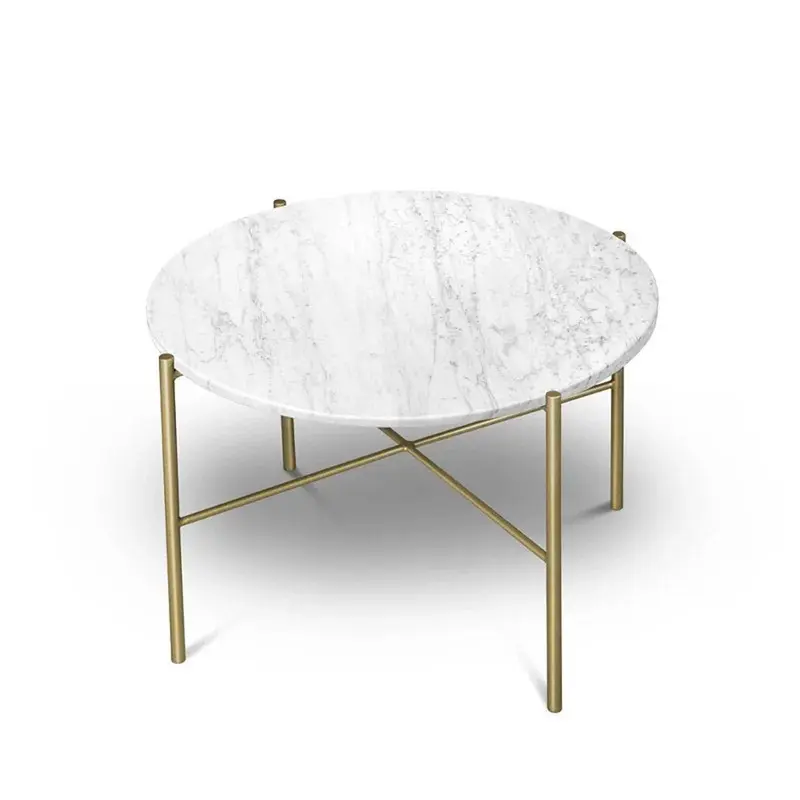 Inger Gold stolik z marmurowym blatem Bianco Carrara 70 cm / MH