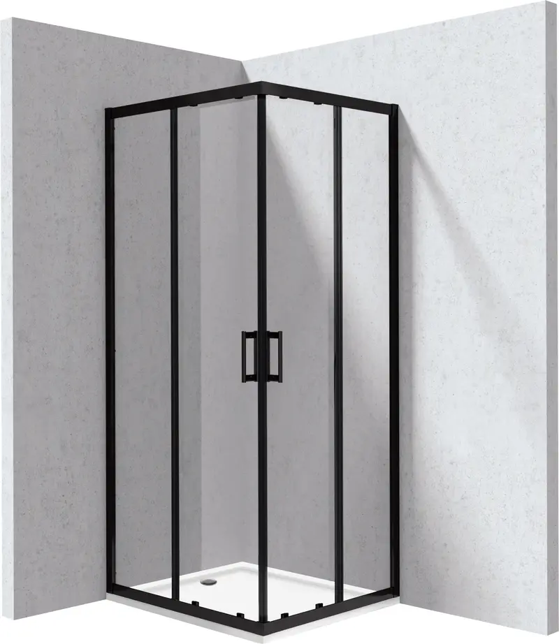 Kabina prysznicowa z brodzikiem prostokątna 80x90 cm Funkia Evo Czarny mat