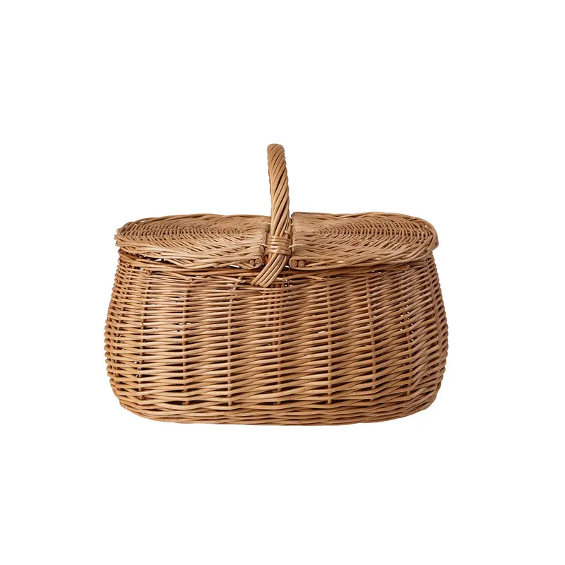 Kardia wicker picnic basket, shopping basket with handle and lid TheWickerStories