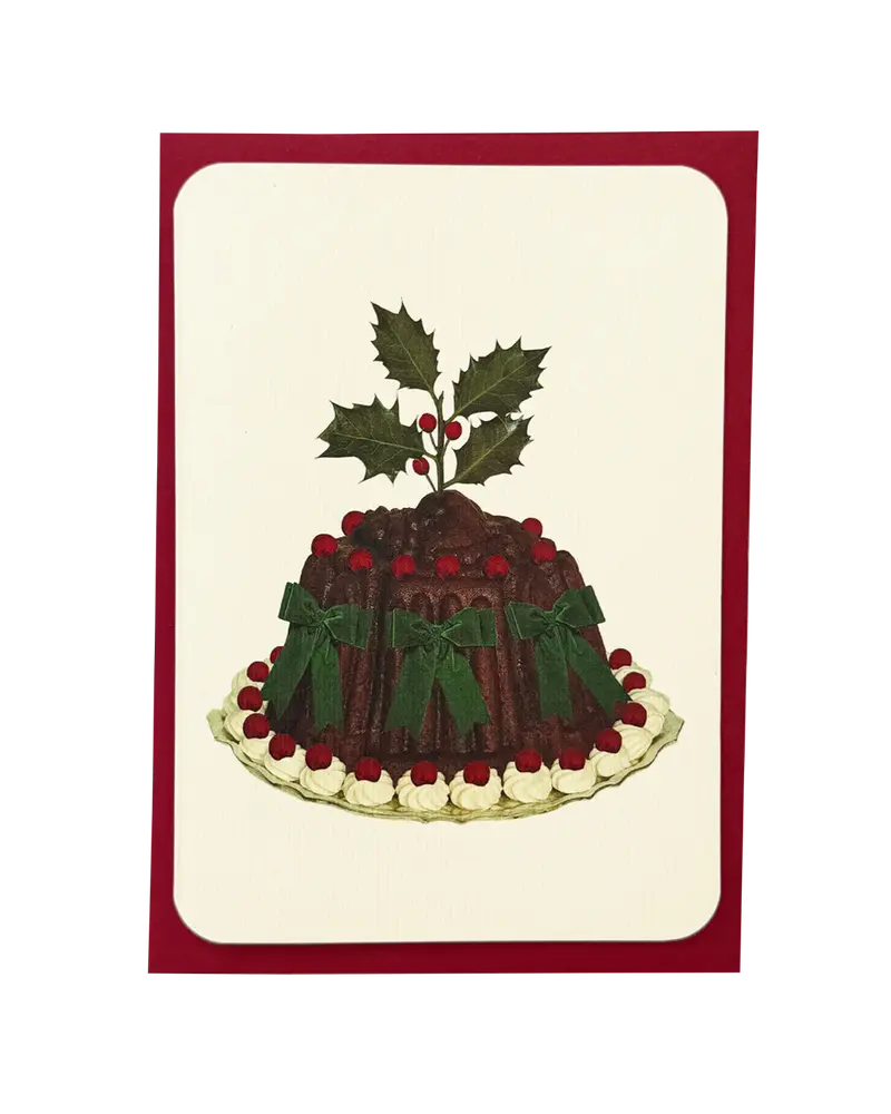 Kartka świąteczna z kopertą Christmas Cake Green Bows