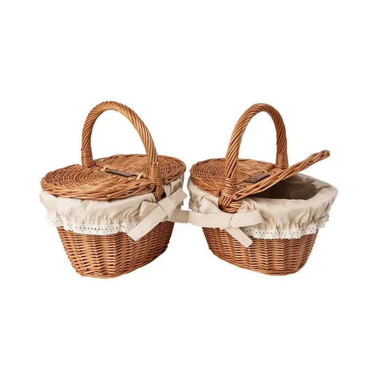 Kastalia wicker basket for children for picnic and play – set of 2, with beige trim, TheWickerStories
