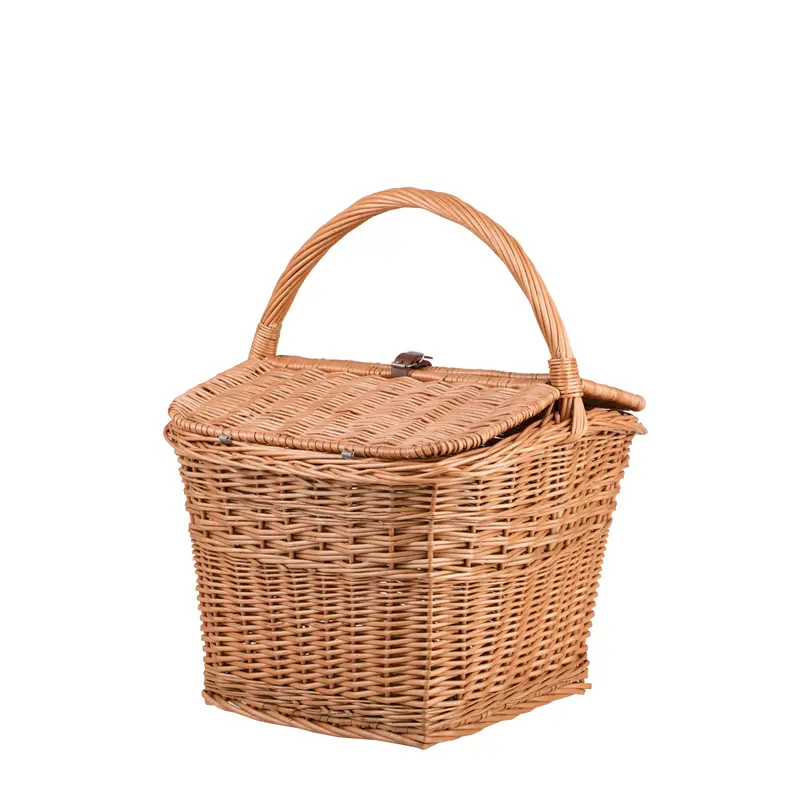 Kerria wicker picnic basket, shopping basket with handle and lid TheWickerStories