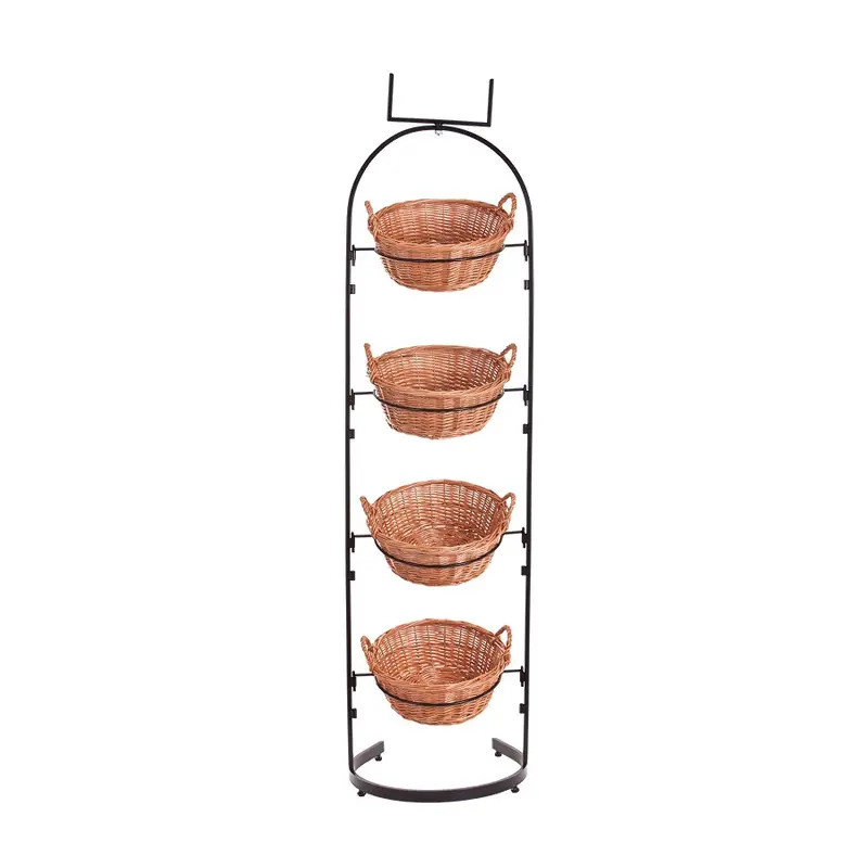 Kesoria metal stand with wicker baskets for fruits and vegetables TheWickerStories
