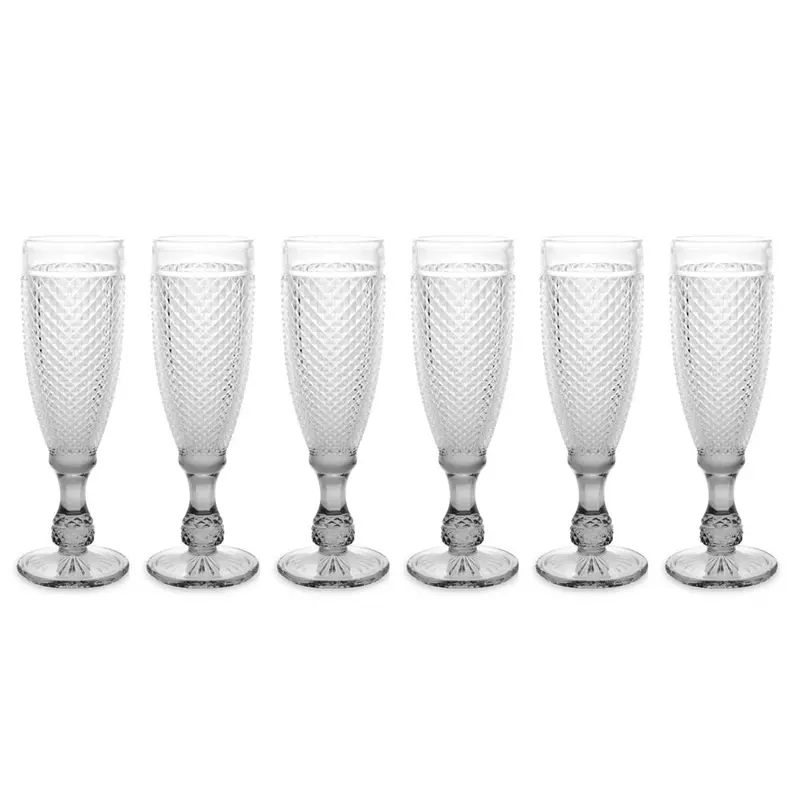 Kieliszek do szampana z kryształowym wzorem, 185 ml, 6 sztuk