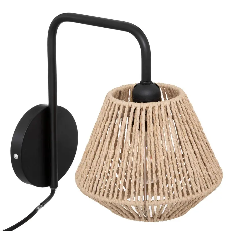 Kinkiet ścienny z abażurem z plecionki Jily, metalowy, Ø 18 cm