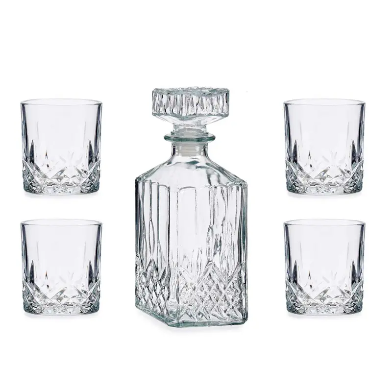 Klasyczna karafka do serwowania whisky 900 ml i 4 szklanki 300 ml