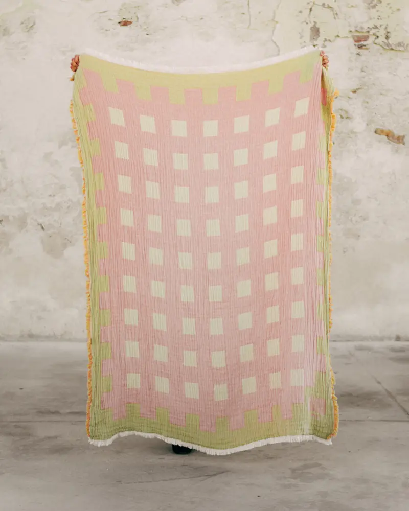 Koc bawełniany Window Pink Lemon