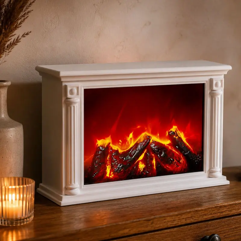 Kominek dekoracyjny LED w stylu klasycznym, 10 x 33 x 21 cm