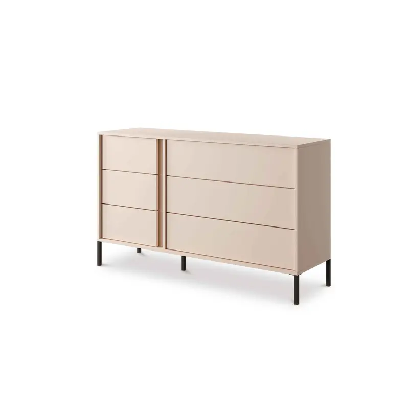 Komoda 137x81 z 6 szufladami w stylu minimalistycznym | Dust