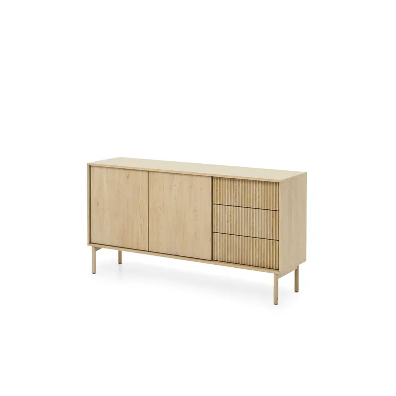 Komoda 2-drzwiowa 154x80 z 3 szufladami w stylu japandi | Viola
