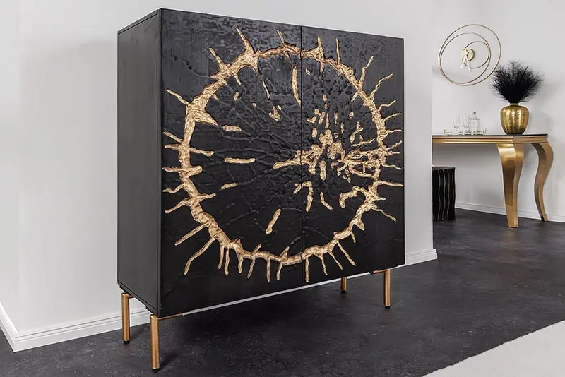 KOMODA CIRCLE CZARNA MANGO 120 CM / 43479 / INVICTA INTERIOR