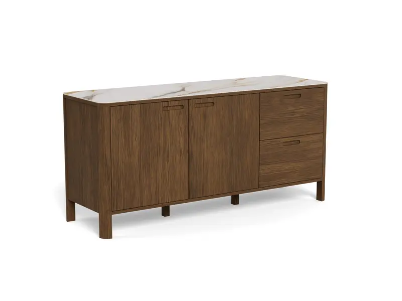 KOMODA DO SALONU 160 CM OPTYKA CIEMNY DĄB / 25390 / Actona