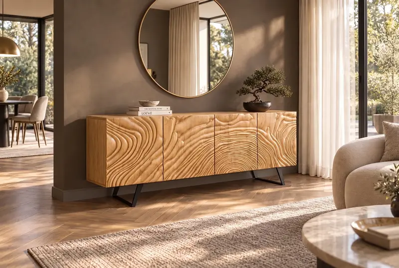 KOMODA FLUID 3 D 177 CM DREWNO MANGO BEŻOWA / 49224 / INVICTA INTERIOR