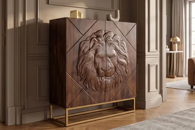 KOMODA LEW 120 CM DREWNO MANGO BRĄZOWA / 49499 / INVICTA INTERIOR