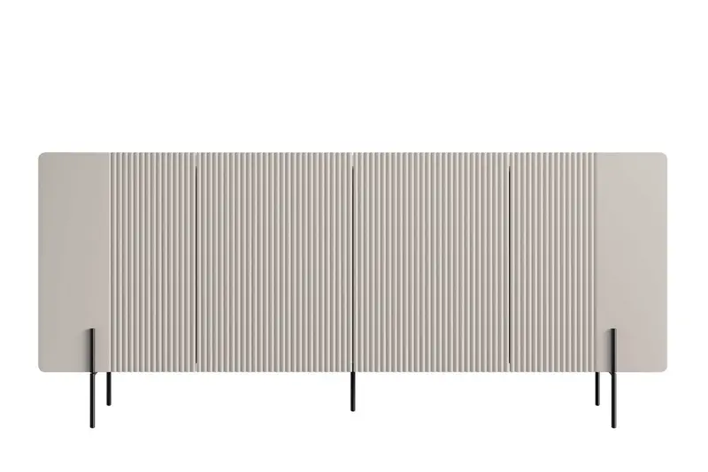 Komoda Malmi 200 cm - kaszmir / crema bianca / czarne nóżki