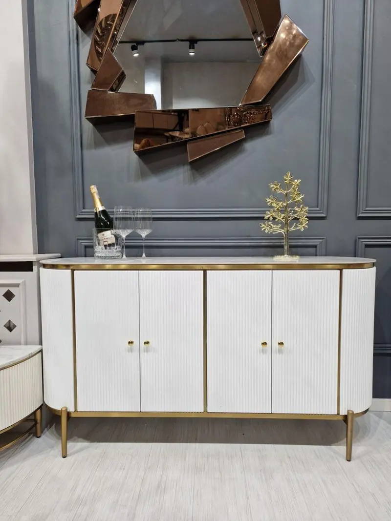 KOMODA MARION BIAŁA + ZŁOTA PODSTAWA 150 CM / AH