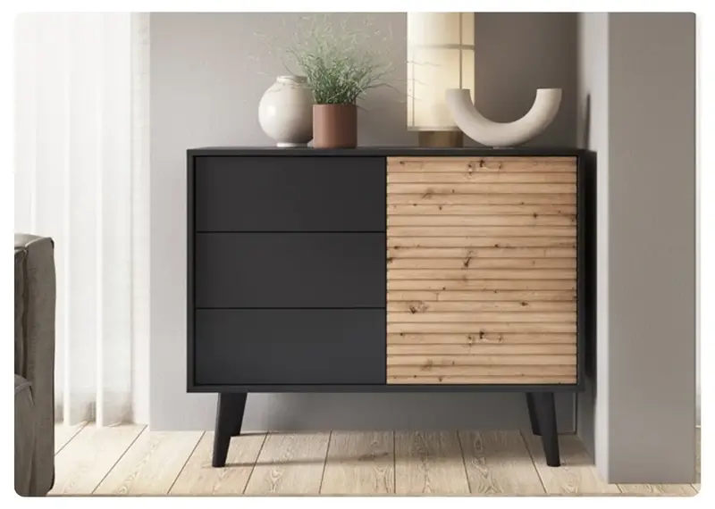 Komoda na nóżkach Wild AC104 - w Kolorze Dąb Artisan i Czarny