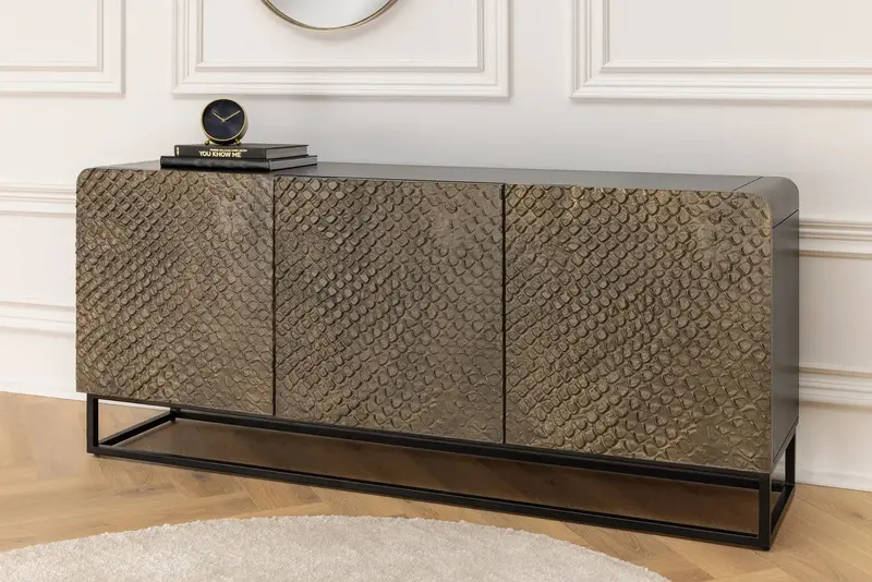 KOMODA SNAKE MANGO CZARNA / BRĄZOWA 160 CM / 44656 / INVICTA INTERIOR