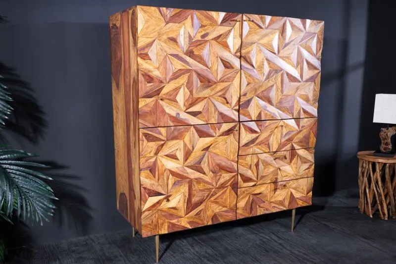 KOMODA STONE FINISH WYSOKA SHEESHAM / 43454 / INVICTA INTERIOR