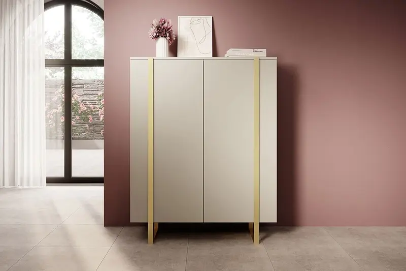 Komoda Verica z metalowymi nogami 120 cm - kaszmir / złote nóżki