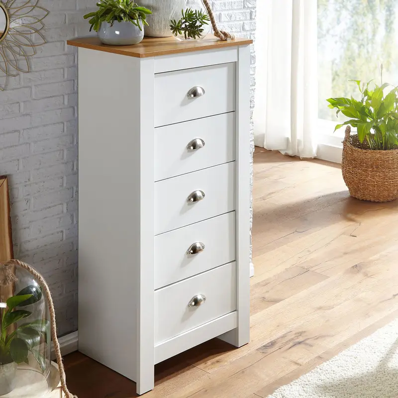 KOMODA WOHNLING BIAŁA WĄSKA 5 SZUFLADY / WL6.379