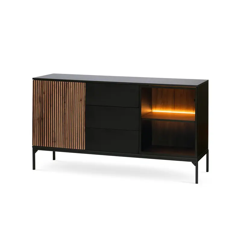 Komoda z szufladami i drzwiami 154x83 w stylu loft | Lampy