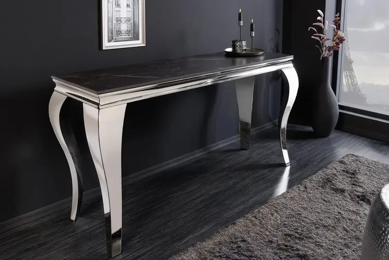 KONSOLA MODERN BAROCK OPTYKA CZARNY MARMUR 140 CM / 44367 / INVICTA INTERIOR