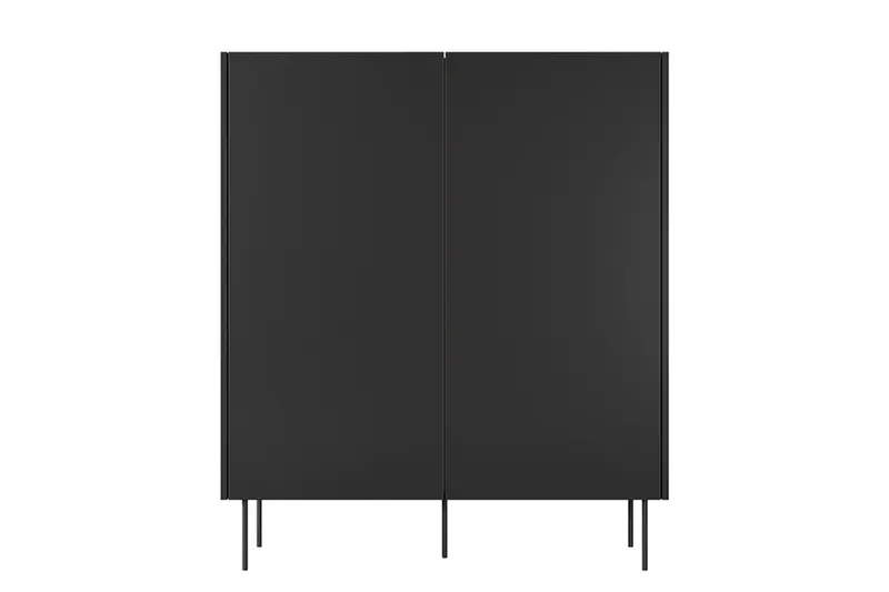 Kredens Desin z ukrytymi szufladami i metalowymi nogami 120 cm - czarny mat / dąb nagano