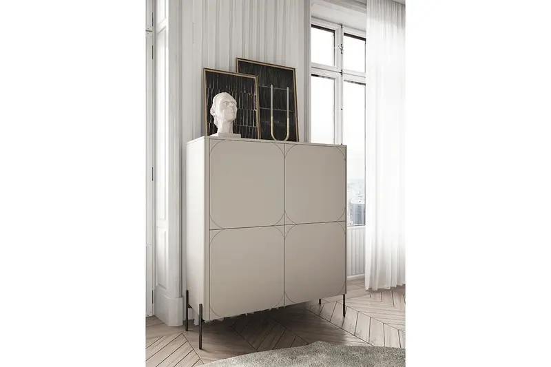 Kredens dwudrzwiowy z dwoma ukrytymi szufladami Sonatia 120 cm - kaszmir