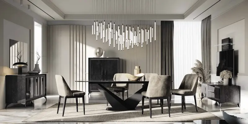 KRYSTAL WŁOSKI STÓŁ NIEROZKŁADANY Z CERAMICZNYM BLATEM 198 CM DO SALONU / CAMELGROUP