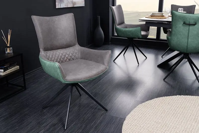 KRZESŁO ALPINE OBROTOWE SZARO ZIELONE MIKROFIBRA / 43719 / INVICTA INTERIOR