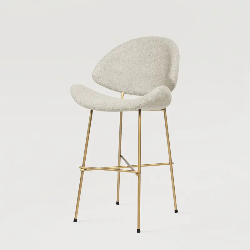 Krzesło barowe Cheri Bar Boucle Gold Low - Ecru