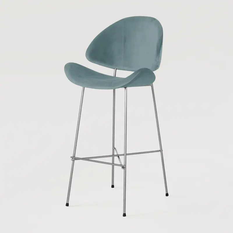 Krzesło barowe Cheri Bar Velours Chrome High - Jasnoniebieskie