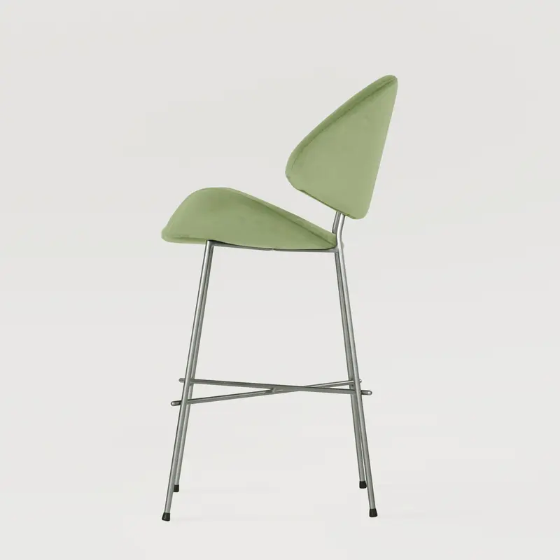 Krzesło barowe Cheri Bar Velours Chrome Low - Jasnozielone