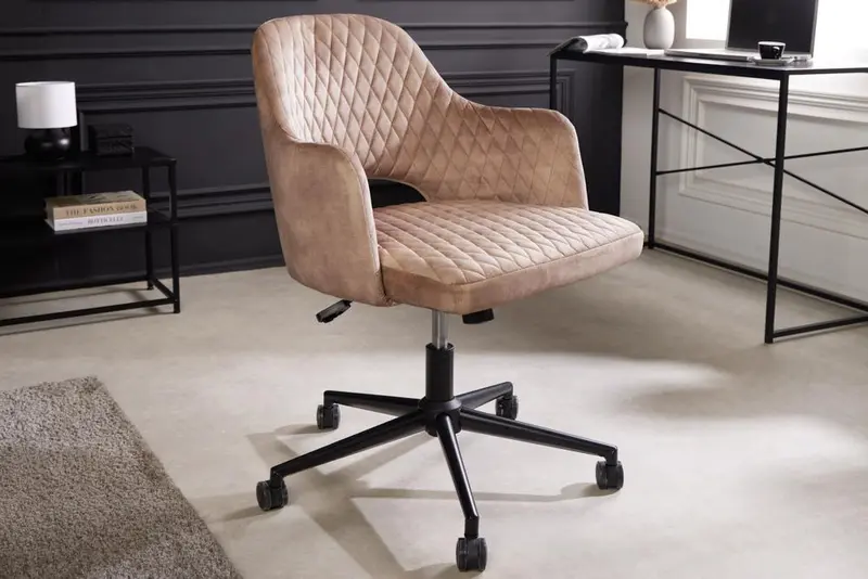 KRZESŁO BIUROWE PARIS OBROTOWE BEŻOWY AKSAMIT / 43685 / INVICTA INTERIOR