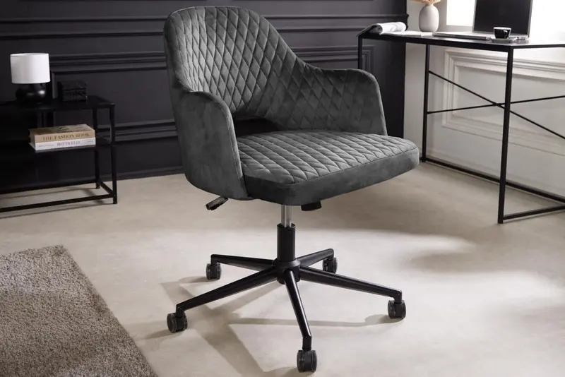 KRZESŁO BIUROWE PARIS OBROTOWE SZARY AKSAMIT / 43683 / INVICTA INTERIOR