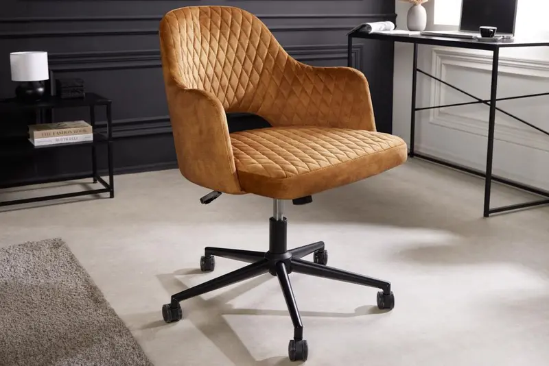 KRZESŁO BIUROWE PARIS OBROTOWE ŻÓŁTY AKSAMIT / 43684 / INVICTA INTERIOR