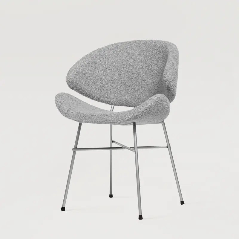 Krzesło Cheri Boucle Chrome - Jasnoszare