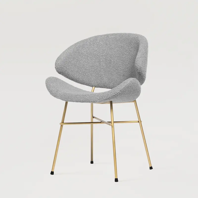 Krzesło Cheri Boucle Gold - Jasnoszare