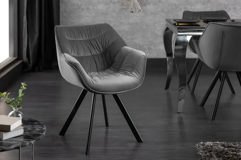 Krzesło Dutch Comfort szary aksamit / 38595 / INVICTA INTERIOR