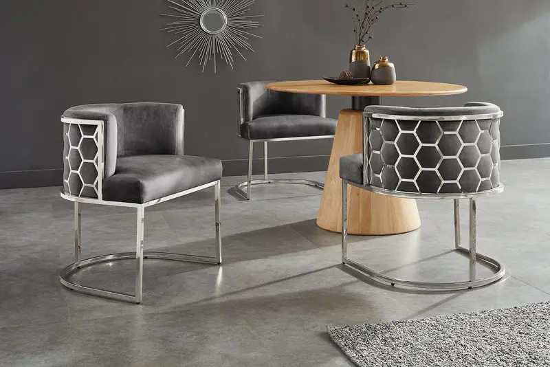 KRZESŁO ELEGANCE SZARY AKSAMIT / 47501 / INVICTA INTERIOR