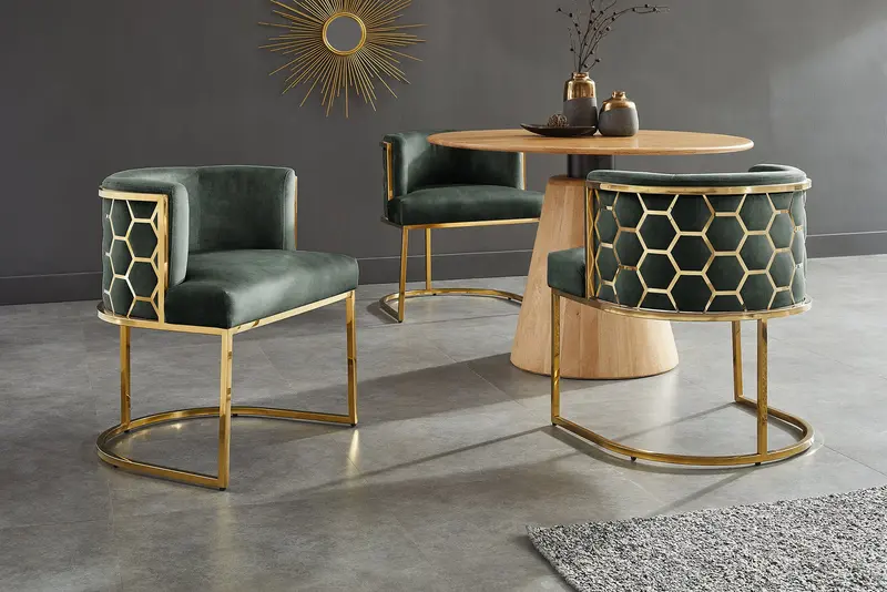KRZESŁO ELEGANCE ZIELONY AKSAMIT / 47500 / INVICTA INTERIOR
