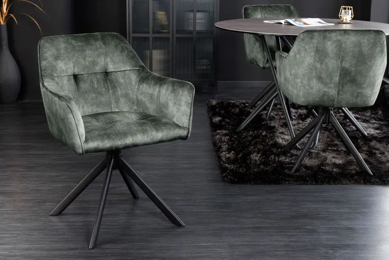 KRZESŁO LOFT OBROTOWE SZARO ZIELONE / 42393 / INVICTA INTERIOR