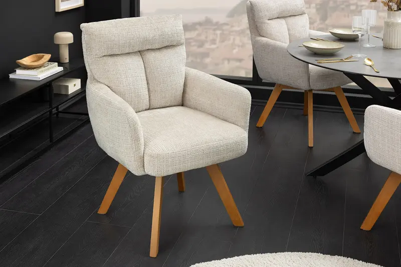KRZESŁO OBROTOWE BIG GEORGE 360° Z PODŁOKIETNIKIEM BEŻOWE / 47518 / INVICTA INTERIOR