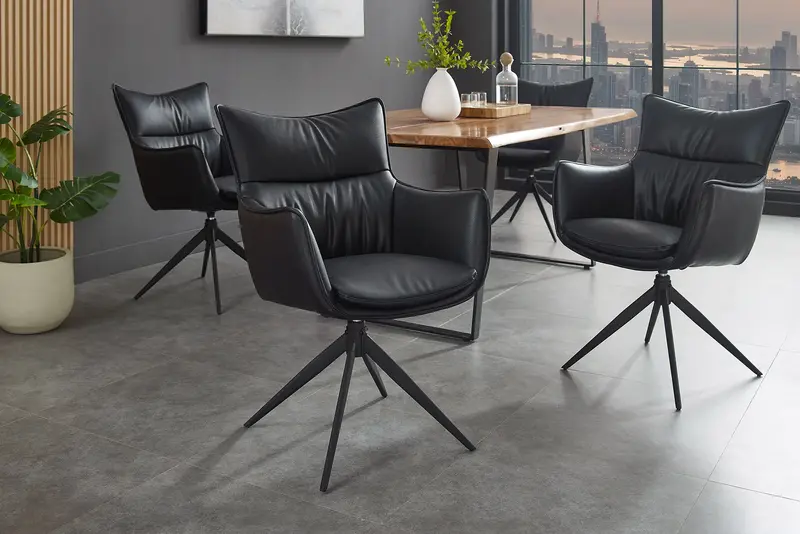 KRZESŁO OBROTOWE VOGUE CZARNE SZTUCZNA SKÓRA / 47708 / INVICTA INTERIOR