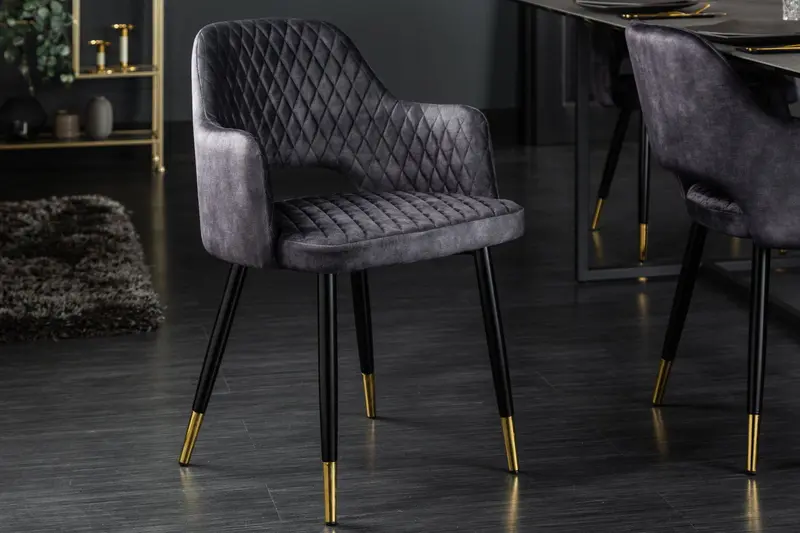KRZESŁO PARIS AKSAMIT CIEMNOSZARE/ 40571 / INVICTA INTERIOR