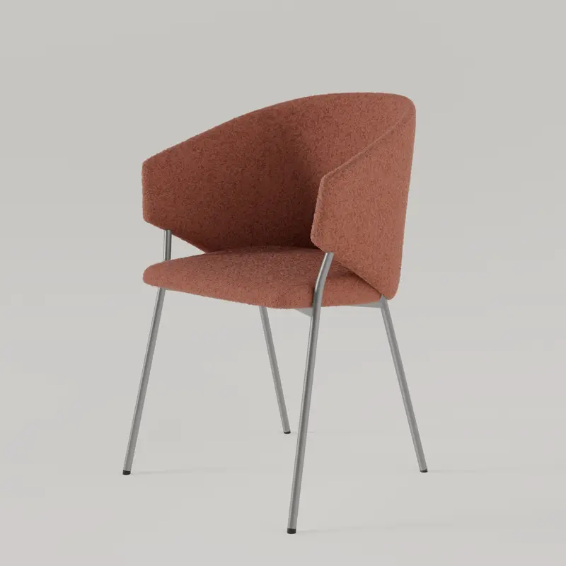 Krzesło Throne Boucle Chrome - Ceglaste